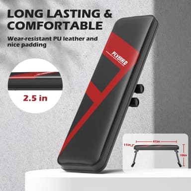 FLYBIRD Folding Flat Bench, Sturdy Lightweight and Space-saving Bench Press Flat Weight Bench, Easy to Assemble - Image 6