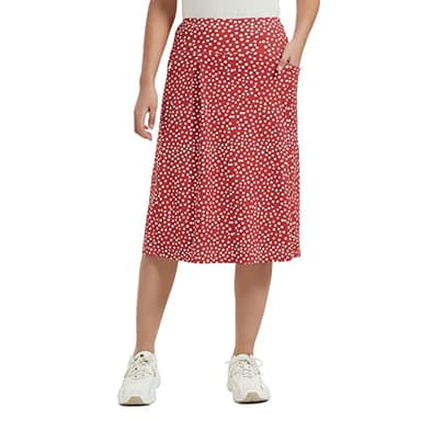 NOOYME 28" Skorts for Women with 3 Pockets Modest Knee Length Athletic Midi Skirts (X-Large,Red-White Dot) - Image 3
