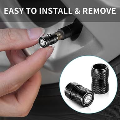 YHEESHIGN Tire Valve Stem Caps, Compatible with Mercedes Benz Series Stem Cap Universal Car Air Cover Car Accessories for Cars, SUV, Truck, Motorcycles 4pcs (Black) - Image 4