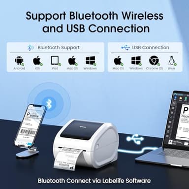 Omezizy Bluetooth Shipping Label Printer 4x6 - D520BT Bluetooth Thermal Label Printer for Small Business， Shipping Packages, Compatible with USPS, Shopify, Amazon, Tiktok - Image 2