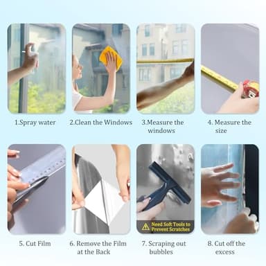 Coavas Window Privacy Film One Way, See Out Not in Windows Tint for Home, Mirror Reflective Blocking Sun Heat Glass Coverings UV Static Cling, 17.5x78.7 Inch - Image 7