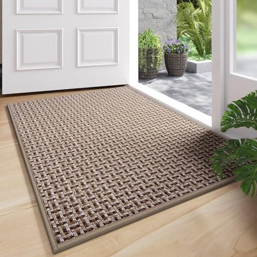 YDKGL Door Mat 31x47, Dirt Resistant and Absorbent, Non-Slip Rubber Backing Floor Mats, Easy Clean Low-Profile Doormat for Entryway, Front Door, Inside Entrance Brown - Image 1