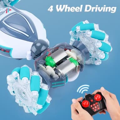 PREPOP Gesture Sensing RC Stunt Car, Birthday for Age 6 7 8-12 13+ Year Old Boys - Cool Toys for Kids, Hand Controlled Remote Control Twist Vehicle with Lights & Music, 4WD Rotating - Image 7