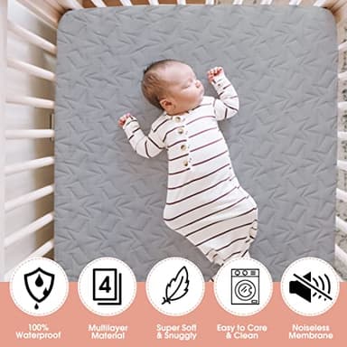 Waterproof Crib Mattress Protector Pad - 2-Pack Fitted Sheets - Soft Quilted Toddler Mattress Covers for Standard Baby Crib - Image 6