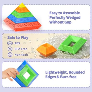 Ci Vetch Blocks Building Toys for Toddlers 1-3 3-5, Pyramid Stacking Blocks Preschool Educational Toys for Ages 2 3 4 5 6 Boys & Girls Learning Stem Sensory Toys Kids Birthday, 45PCS - Image 3