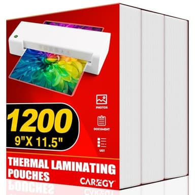 CAREGY Thermal Laminating Pouches, Holds 8.5 x 11 Inch Sheets,1200 Pack Laminating Sheets, 3 Mil, 9 x 11.5 Inches Lamination Sheet Paper for Laminator, Clear, Letter Size, Office and School Supplies - Image 1