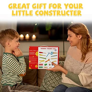 KIDWILL Tool Kit for Kids, 36-Piece Wooden Toddler Tools Set Includes Tool Box, Montessori Educational Stem Construction Toys for 2 3 4 5 6 Year Old Boys Girls, Best Birthday Gift for Kids - Image 10