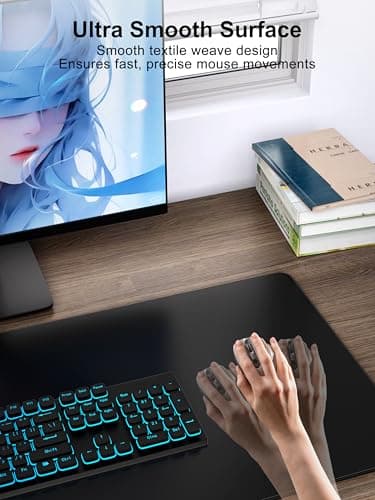 TopMade Wireless Charging Mouse Pad, Waterproof Gaming Mousepad with Ultra-Smooth Surface, Non-Slip Base, 31.5"x15.75" XXL Large Desk Pad, Classic Black Computer Desk Mat for MacBook, PC, Laptop - Image 4