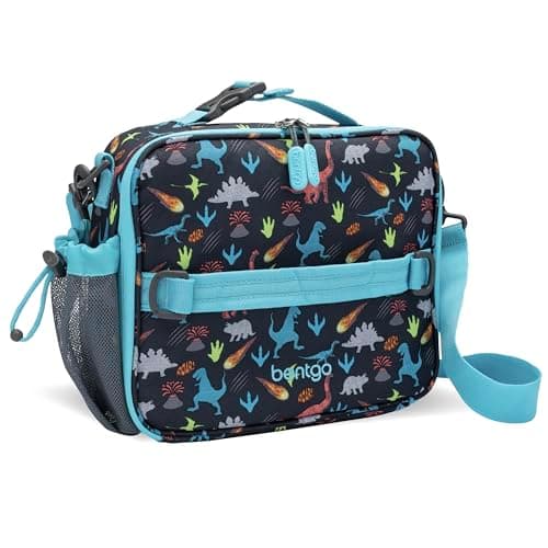 Bentgo Kids Lunch Bag - Durable, Double-Insulated Lunch Bag for Kids 3+; Holds Lunch Box, Water Bottle, & Snacks; Easy-Clean Water-Resistant Fabric & Multiple Zippered Pockets (Dinosaur) - Image 1