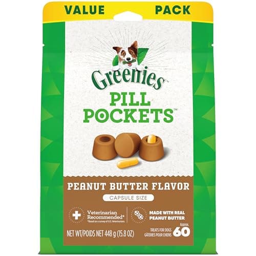Greenies Pill Pockets for Dogs Large Size, Soft Dog Treats, with Real Peanut Butter, 15.8 oz. Pouch (60 Treats) - Image 1