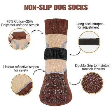 BEAUTYZOO Dog Socks to Prevent Licking Paws for Hardwood Floors Anti Slip, Dog Shoes Booties for Hot/Cold Pavement,Grippy Boots & Paw Protectors Traction Control for Small Medium Large Senior Dogs - Image 4