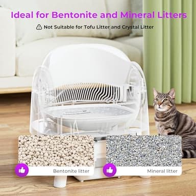 PetPivot Self-Cleaning Cat Litter Box for Multiple Cats - Automatic, Open Top, White with Liners and Mat Included - Image 2