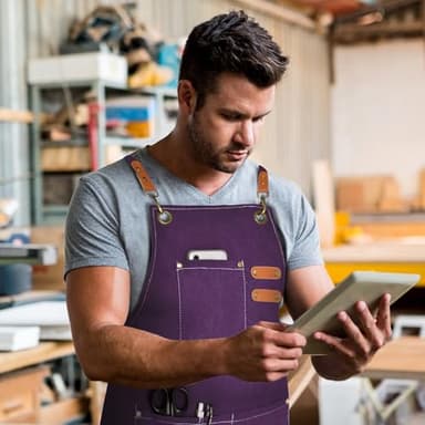 OUNLEN Chef Apron for Men Women Canvas Aprons with 3 Pockets Cross Back Resistant Work Apron for Cooking Grilling Baking BBQ Barber Kitchen (Purple) - Image 5