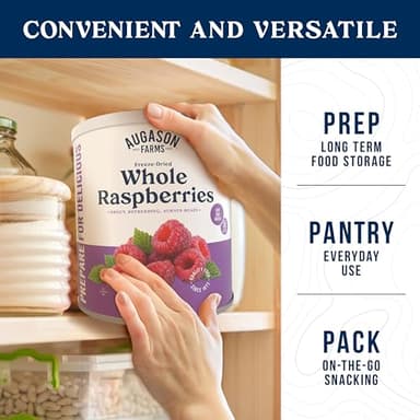 Augason Farms Freeze Dried Whole Raspberries Can, Emergency Food Supply, Everyday Meals, 23 Servings - Image 4