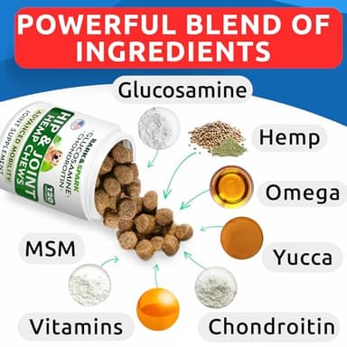 Hemp Hip & Joint Supplement for Dogs - Glucosamine for Dogs - Dog Joint Pain Relief Treats - Chondroitin, MSM - Mobility & Flexibility Support - Advanced Joint Care & Health - Made in USA - Image 3