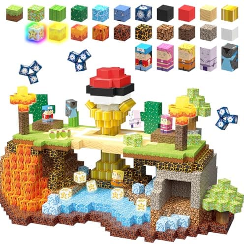 YUNGOWN 200PCS Magnetic Blocks Building Toys Set, Light Up Build 3D Magnetic Building Blocks for Kids Boys Girls Ages 3+, Magnet Cubes STEM Sensory Christmas Birthday Gift Construction Toys - Image 1