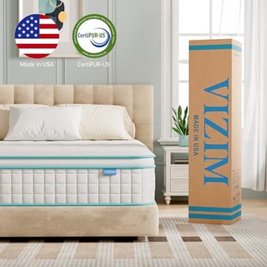 VIZIM Twin Mattress, 12 Inch Wave Memory Foam & Pocket Spring Hybrid Mattress in a Box for Pressure Relief, CertiPUR-US Certified, Made in USA (39x75x12 Inches) - Image 6