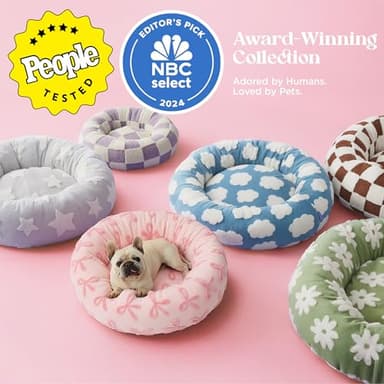 LE SURE Donut Large Dog Bed - Round Cat Beds for Indoor Anti-Anxiety Calming Pet Beds, Washable Cute Modern Beds with Jacquard Shaggy Plush & Anti Slip Bottom, 36 Inch, Pink Taffy - Image 5