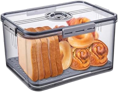 Gifhomfix Bread Box Bread Boxes for Kitchen Counter Airtight, Time Recording Bread Storage Container with Lid, Bread Keeper for Homemade Bread, Toast, Bagel, Donut and Cookies, LARGE Grey - Image 3