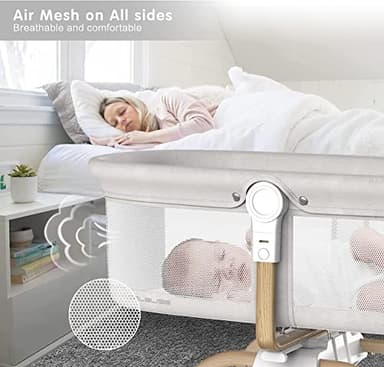 ANGELBLISS 3 in 1 Baby Bassinet, Rocking Bassinets Bedside Sleeper, One-Second Convert Travel Portable Bassinet Newborn Baby (White) - Image 5