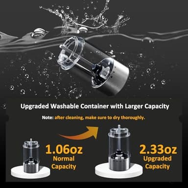 SAKAMOSH Electric Salt and Pepper Grinder Set Rechargeable, Auto One-handed Operation Pepper Mill with LED Light, EXT. Coarseness Adjustment, 2-Speed Control, Stainless Steel Salt Shakers (2 Pack) - Image 6