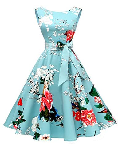 Hanpceirs Women's Boatneck Sleeveless Swing Vintage 1950s Cocktail Dress Mint Flower XL - Image 1