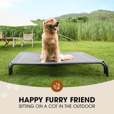 Czpalo Elevated Dog Bed, Raised Outdoor Dog Bed for Large Sized Dogs, Portable Cooling Pet Cot with Breathable & Washable Mesh, Indoor & Outdoor Pet Hammock with Skid-Resistant Feet. - Image 2