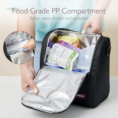 Momcozy Insulated Baby Bottle Bag, Multi-Function Breastmilk Cooler Bag, Fit as Wine Carrier or for Milk Bottles Like Dr. Brown, Comotomo, Philips, Nuk, Lansinoh, etc. (Black) - Image 4
