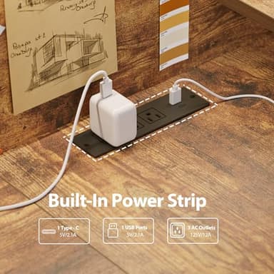 Agilestic L-Shaped Electric Standing Desk, 63x55 Inch Ergonomic Adjustable Height Desk with Storage, Stand Up Corner Desk Sit Stand Computer Table Power Outlet & LED Lights, Office Table, Rustic Brown - Image 5
