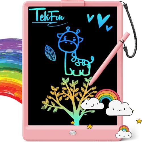 TEKFUN LCD Writing Tablet Doodle Board, 10inch Colorful Drawing Pad for Kids, Mess Free Coloring for Toddlers, Toys Gifts for 3 4 5 6 7 8 Year Old Girls Boys (Pink) - Image 1
