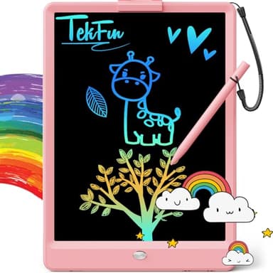 TEKFUN LCD Writing Tablet Doodle Board, 10inch Colorful Drawing Pad for Kids, Mess Free Coloring for Toddlers, Toys Gifts for 3 4 5 6 7 8 Year Old Girls Boys (Pink) - Image 1