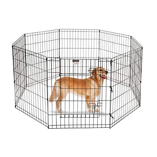 Dog Playpen - Foldable Metal Exercise Puppy Play Pen with 8 24x30in Panels - Indoor/Outdoor Pen with Door for Dogs, Cats or Small Animals by PETMAKER - Image 1