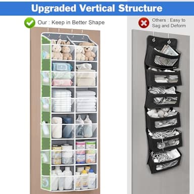 Univivi Over the Door Organizer, 6 Tiers Behind Door Storage with Clear Deep Pockets Hanging Organizer for Closet, Bedroom, Nursery, Bathroom and Sundries (Grey) - Image 4