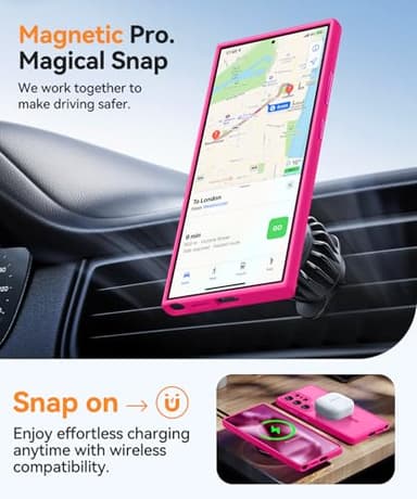 CANSHN Designed for Samsung Galaxy S24 Ultra Case [Full Camera Protection] [Compatible with MagSafe] Translucent Matte Shockproof Protective Phone Cover 6.8 Inch - Hot Pink - Image 5