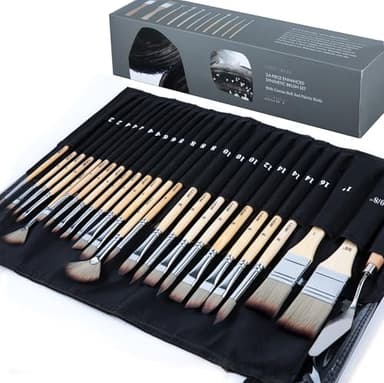 ARTIFY 25-Piece Professional Paint Brush Set – Expert Series Synthetic Nylon Brushes for Acrylic, Oil, Watercolor, Gouache – No Shedding, Canvas Roll Case & Palette Knife, Painter Gifts Art Supplies - Image 1