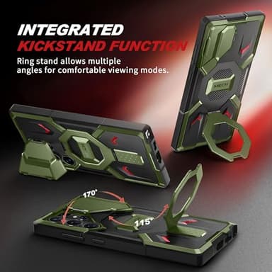 TONGATE for Samsung Galaxy S24 Ultra Case Compatible with MagSafe, [Ring Stand & Camera Cover Kickstand] Drop Shockproof Rugged Protection Phone Case for S24 Ultra with Screen Protector 6.8", Green - Image 6