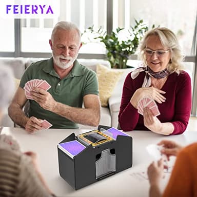 FEIERYA Automatic Card Shuffler 4 Deck,Battery-Operated Electric UNO Poker Shuffler,Playing Card Shuffler for Home Card Game,Travel - Image 2
