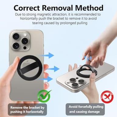 Magnetic Silicone Ring Grip Phone Holder, Rotating Finger Loop Ring Grip Holder, Soft and Portable, Strong Magnetic Attraction, Compatible with Magsafe Phone Case (Black) - Image 6