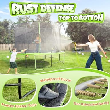 BCAN Trampoline 8FT 10FT 12FT 14FT 15FT 16FT Recreational Trampoline with Enclosure for Kids Adults, ASTM Approved, Outdoor Trampoline with Ladder for Kids - Image 6