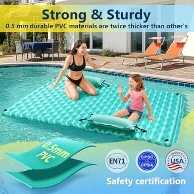 Sunrio 2025 Upgrade 114''*72'' Giant Inflatable Floating Mat-Pool Float Lake Floats for Adults with Pool Hammock Pool Mats for Floating Swimming Pool Beach Lake for Summer Water Party - Image 7