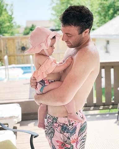 IFFEI Family Matching Swimsuits Ruffles Two Piece Bikini Set Off Shoulder Mommy and Me Bathing Suits with Straps Women: M Pink - Image 6