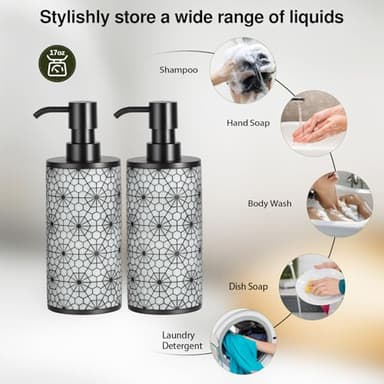 Shinowa Resin Bathroom & Kitchen Soap Dispenser Set, 2 Pack Refillable 17oz Hand & Dish Soap Dispenser - Image 4
