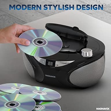 Magnavox MD6949 Portable Top Loading CD Boombox with AM/FM Stereo Radio and Bluetooth Wireless Technology in Black | CD-R/CD-RW Compatible | LED Display | (Black) - Image 7