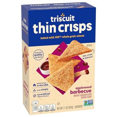 Triscuit Thin Crisps Applewood Barbecue Whole Grain Wheat Crackers, Lunch Snacks, Bulk Snack Crackers, 6-7.1 oz Boxes - Image 12