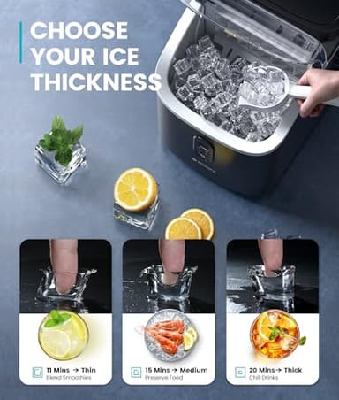 ecozy Ice Cube Makers Countertop, 33lbs Per Day Portable Ice Machine, Self-Cleaning Ice Maker Machine with 1.5L External Water Tank for Home Office Party Bar - Image 3