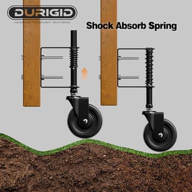 DURIGID 4” Spring Loaded Gate Caster Heavy Duty Gate Wheels for Wooden, Vinyl and Metal Gates, Gate Wheel with 360° Swivel, Ideal for Outdoor Fence Gates, 200 Lbs Capacity, 2 Pcs, Black - Image 6