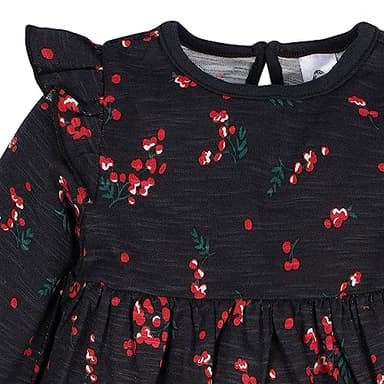 Gerber Baby Girls' Toddler 2-Pack Long Sleeve Dresses, Black Holly Berries, 0-3 Months - Image 3