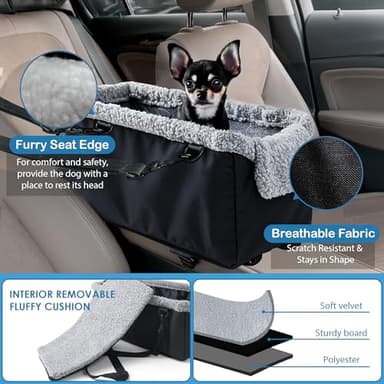 Rumi Pawz Premium Dog Car Seat for Small Pets – Safe & Secure Travel Seat with Sturdy Design, Adjustable Straps & Storage Pockets – Ideal for Small Dogs & Cats! - Image 6