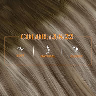 Easyouth Ponytail Extension Human Hair Ombre Ponytail Hair Extensions Balayage Dark Brown to Light Brown with Blonde Pony Tails Hair Extensions for Short Hair 12 Inch 70g - Image 2