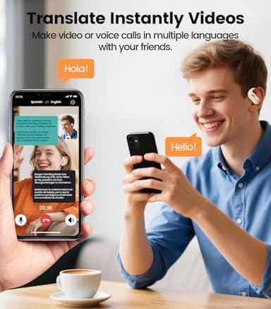 AI Translation Earbuds Open Ear Bluetooth Headsets Beige - Image 4